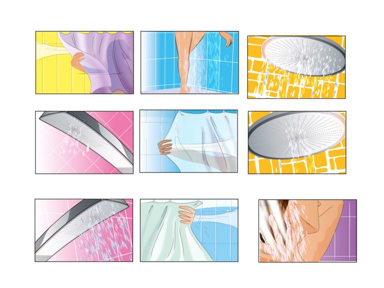 shower sequence – various shots – Tiny Mushroom